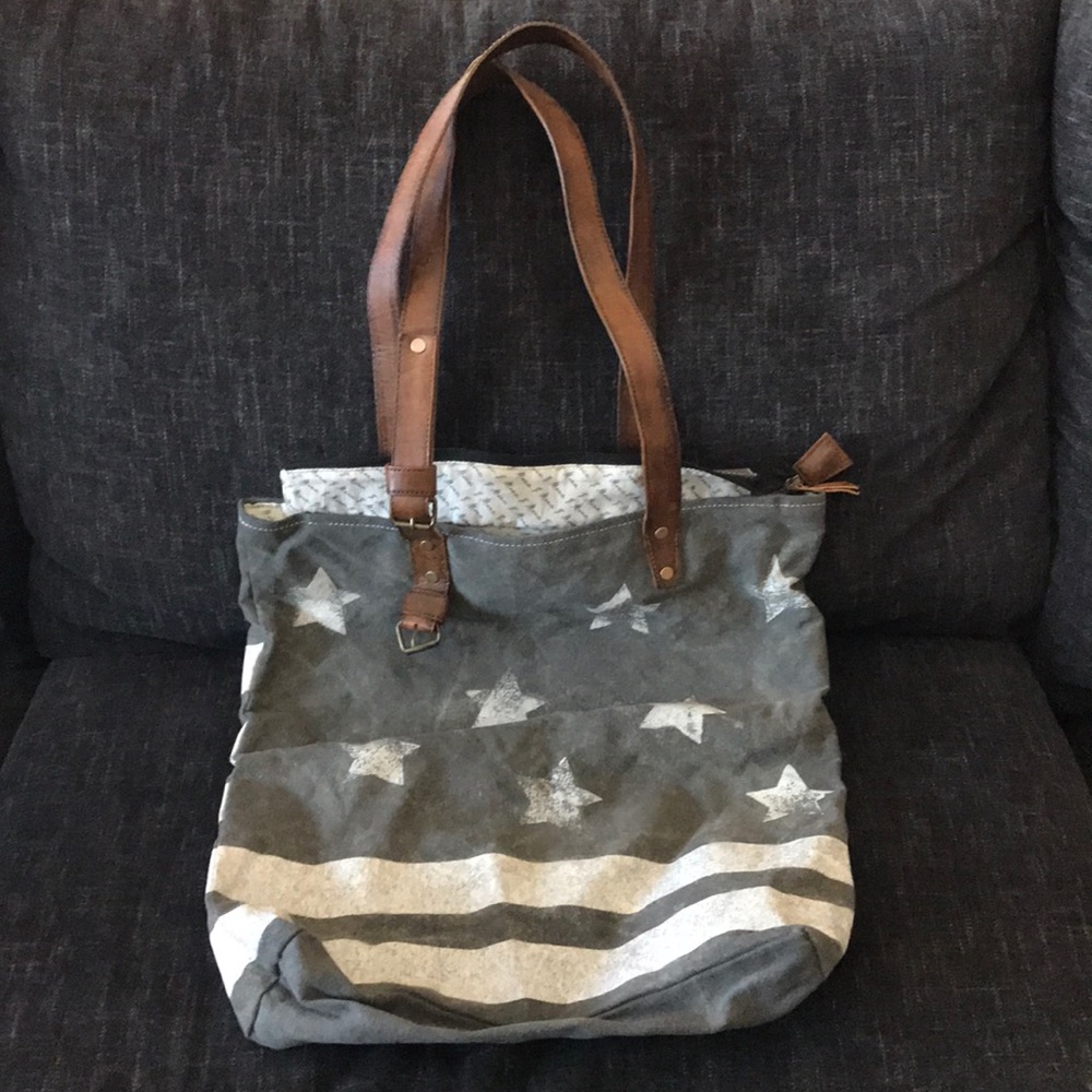 One of a kind Mona B rustic tote bag